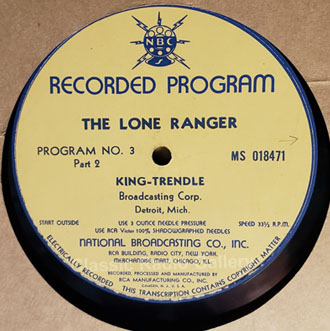 Lone Ranger transcription 003-2 record